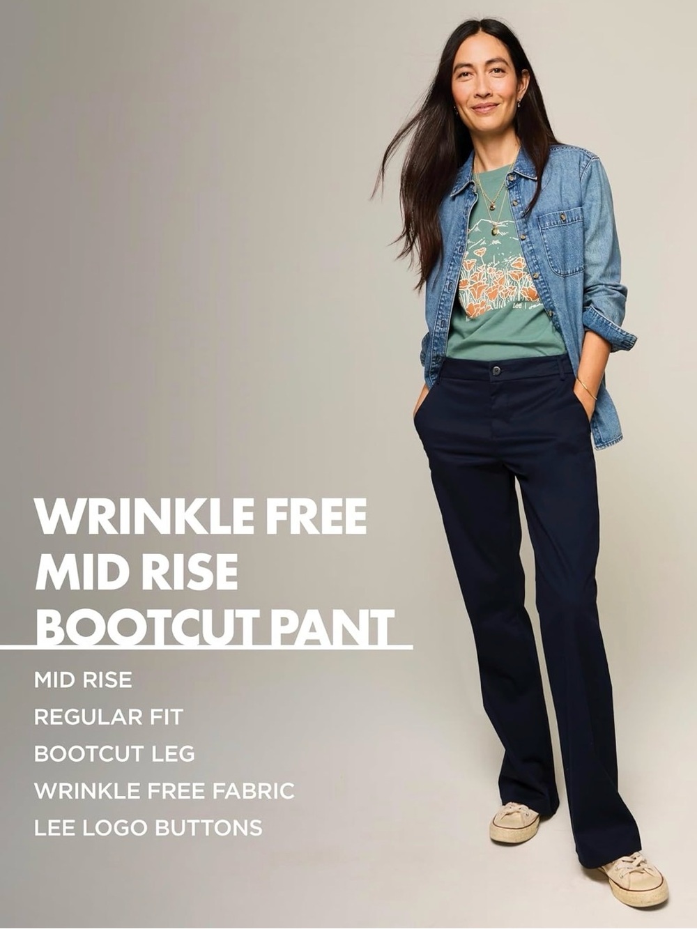 Lee Wrinkle-Free Mid-Rise Bootcut Pants (not Navy color)